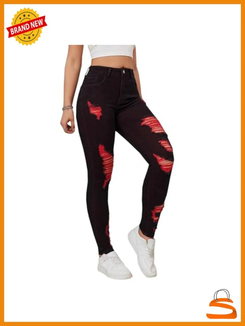 High Rise Slim Fit Distressed Skinny Jeans for Women Stretch Butt Lifting Denim
